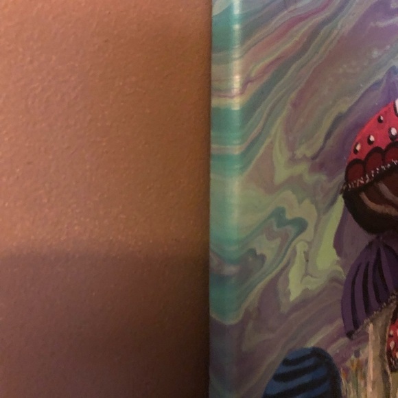 Colourful Patch of Mushrooms on an 8”x10” Painted Stretched Canvas w/ Acrylics. - Picture 4 of 6